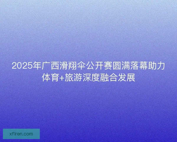 2025年广西滑翔伞公开赛圆满落幕助力体育+旅游深度融合发展
